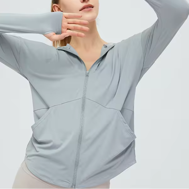 Sun Protection UPF 50+ Full Zip Hooded Long Sleeve Cooling Sunscreen Clothing