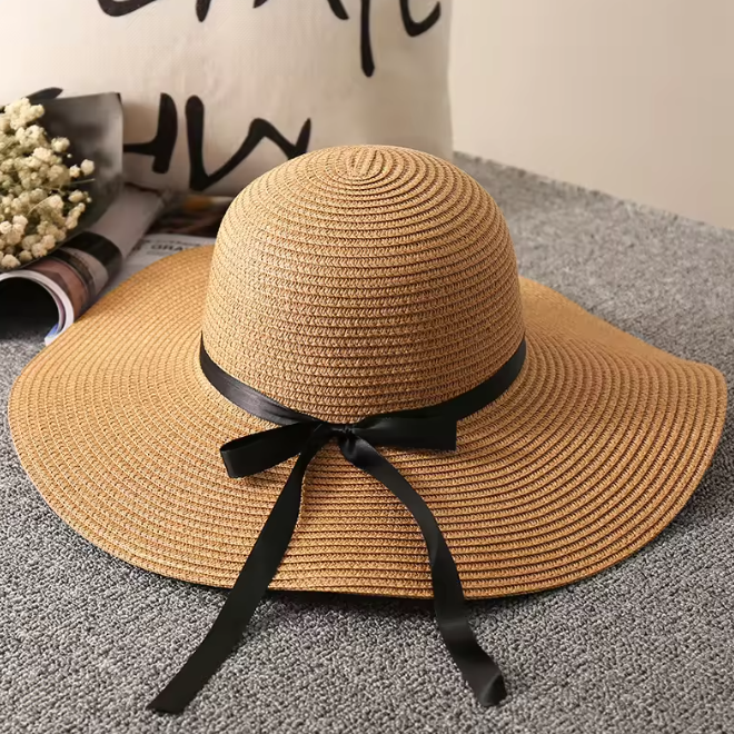 Beach Sun Straw Broad Brim Bowknot Hats
