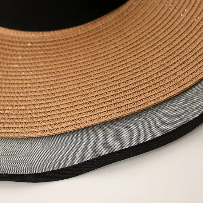 Lace Brim Straw Floppy Beach Sun Visor Hat