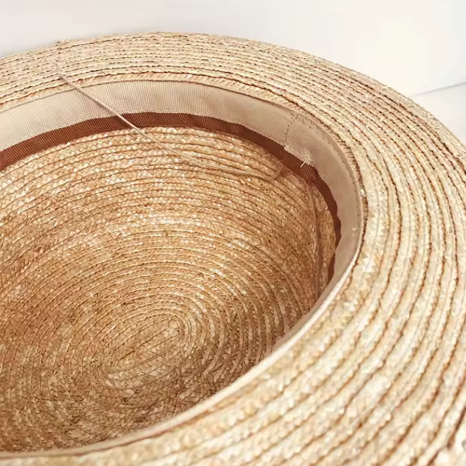 Flat Top Jazz Beach Pearls Wheat Straw Hat