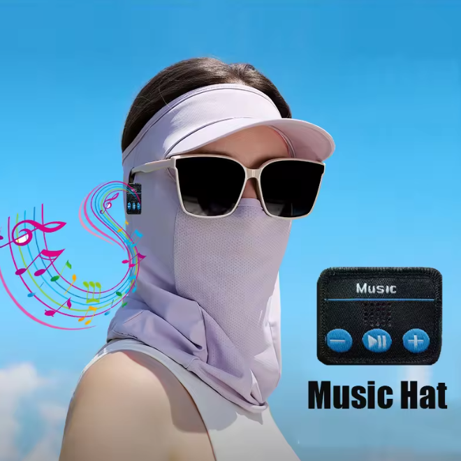 Ice Silk Summer Full Face Summer Sunscreen Bluetooth Mask With A Hat
