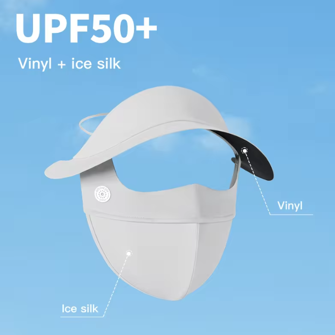 Sun Protection Ice Feeling Removable Full Face Sunscreen Mask With A Hat