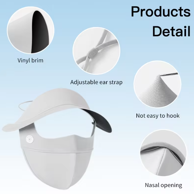 Sun Protection Ice Feeling Removable Full Face Sunscreen Mask With A Hat
