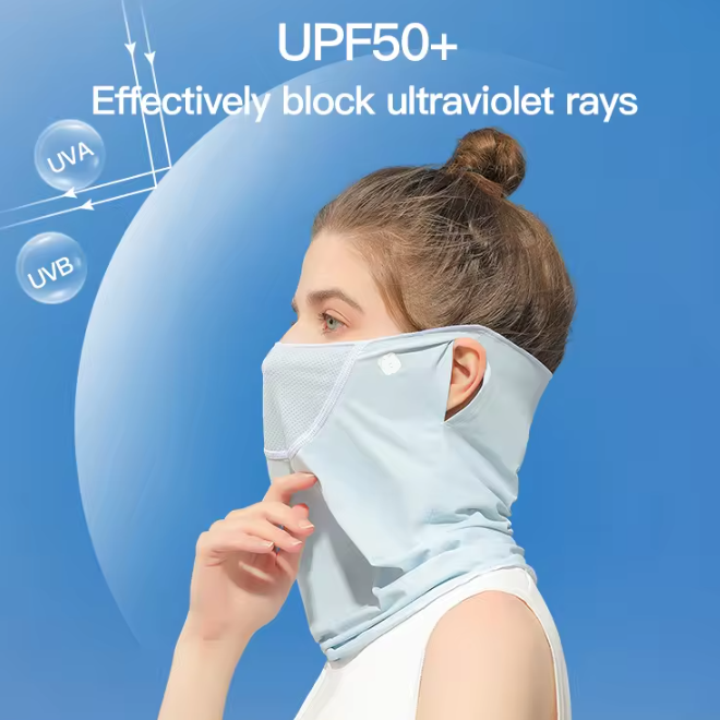 Ice Silk Sunscreen Summer Outdoor Full Face Scarf Veil Mask