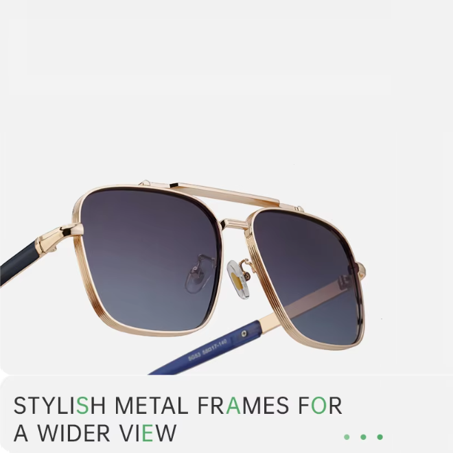 Trendy Metal Frame Double Bridge UV400 Shades Sunglasses for Men