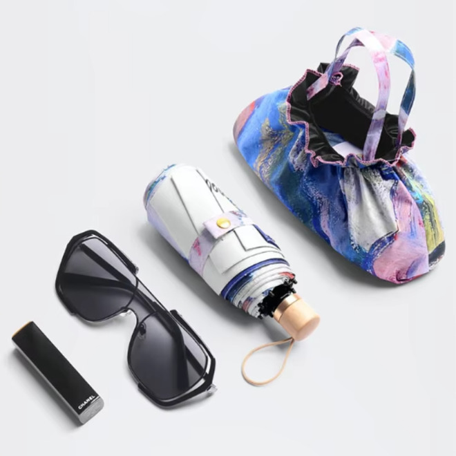 Three Fold Manual Double Printed All Weather Use Umbrella