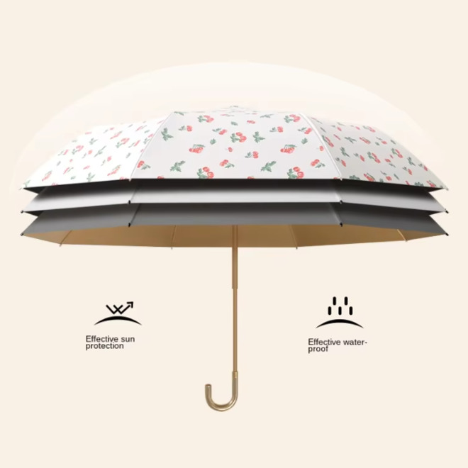 Three Section Aluminum Alloy Golden Skeleton Umbrella