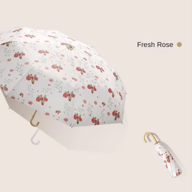 Three Section Aluminum Alloy Golden Skeleton Umbrella