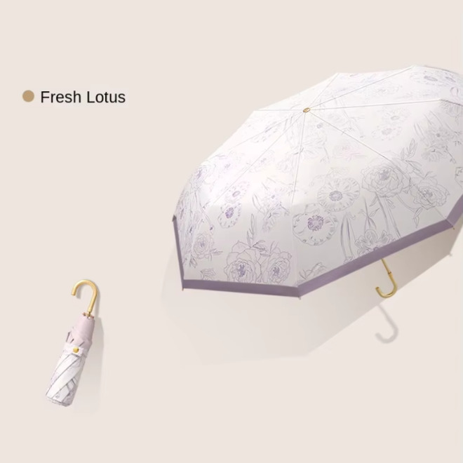 Three Section Aluminum Alloy Golden Skeleton Umbrella