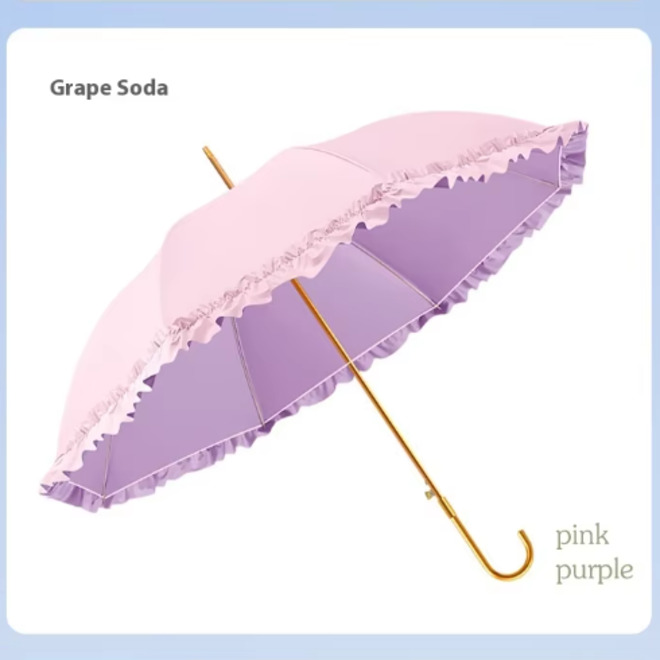 Dual Use Anti UV Sunshade Umbrella with Glue Color Lace